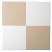 ニュートラルベージュ白市松模様にセラミックタイル タイル (正面)