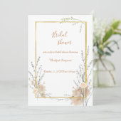 ニュートラルベージュ素朴フローラブライダルシャワー 招待状 (スタンド正面)