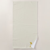 ニュートラルベージュ金ゴールドモノグラム ビーチタオル (正面)