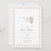 ニュートラルベージュ ゴルフ ベビーシャワー パーティー 招待状 (正面)