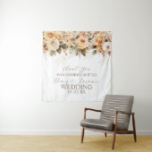 ニュートラルベージュ フラワーボタニカル ウェディング ブラウン タペストリー (インサイチュ)