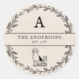 ニュートラルベージュ ミニマル 新婚夫婦 ギフト モノグラム ラウンドシール