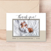 ニュートラルベージュ 新生児 赤ちゃん 誕生感謝カード サンキューカード