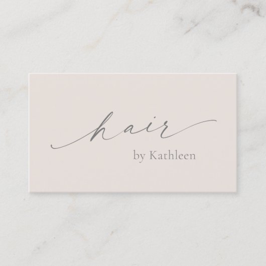 ニュートラルベージュQRコードエレガント美容師モダン 名刺 (正面)