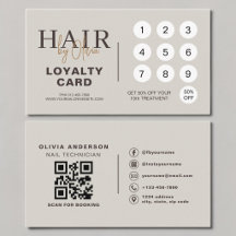ニュートラルベージュQRコードヘアサロンロイヤルティカード