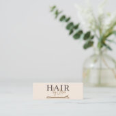 ニュートラルベージュQRコードヘアスタイリストモダン スキニー名刺 (スタンド正面)