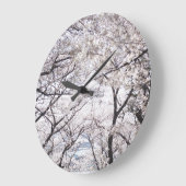 ニュートラルホワイトさくらんぼブロッサム花模様ズバイアヴァ ラージ壁時計 (傾斜)