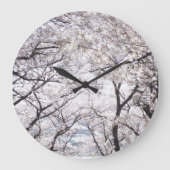 ニュートラルホワイトさくらんぼブロッサム花模様ズバイアヴァ ラージ壁時計 (正面)