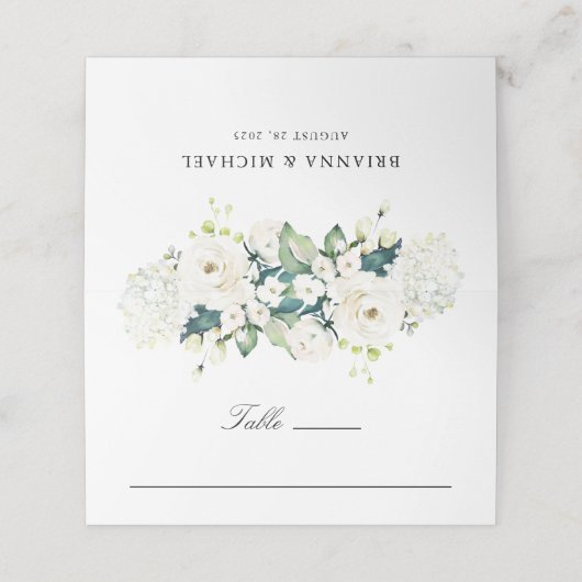 ニュートラルホワイトウォーター色のフローラ結婚ズ プレイスカード (外部開封)