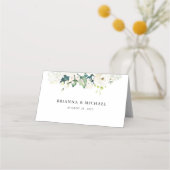 ニュートラルホワイトウォーター色のフローラ結婚ズ プレイスカード (裏面)