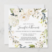 ニュートラルホワイトウォーター色フローラリース結婚ズ 招待状 (正面)
