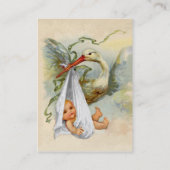 ニュートラルホワイトコウノトリ赤ちゃんシャワーパール紙 名刺 (裏面)