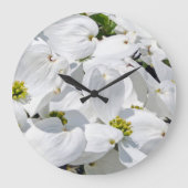 ニュートラルホワイトコーナレスドフラワーズ花模様ズバイアヴァ ラージ壁時計 (正面)