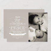 ニュートラルホワイトタイポグラフィクリスマスフォトカード シーズンカード (正面/裏面)