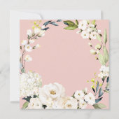 ニュートラルホワイトフローラ赤面ピンクスクウェア結婚ズ 招待状 (裏面)