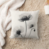 ニュートラルホワイトポピー花模様ズバイアヴァ クッション (ブランケット)