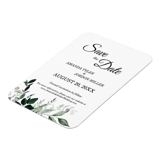 ニュートラルボタニカルウェディング日付磁石を保存 マグネット (左側)