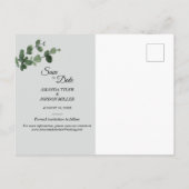 ニュートラルボタニカルウェディング日付葉書を保存 案内ポストカード (裏面)