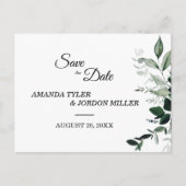 ニュートラルボタニカルウェディング日付葉書を保存 案内ポストカード (正面)