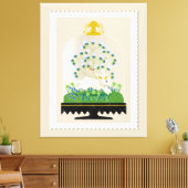 ニュートラルボタニカルバニークロシェフランスのファームハウス キャンバスプリント (インサイチュ (リビング))