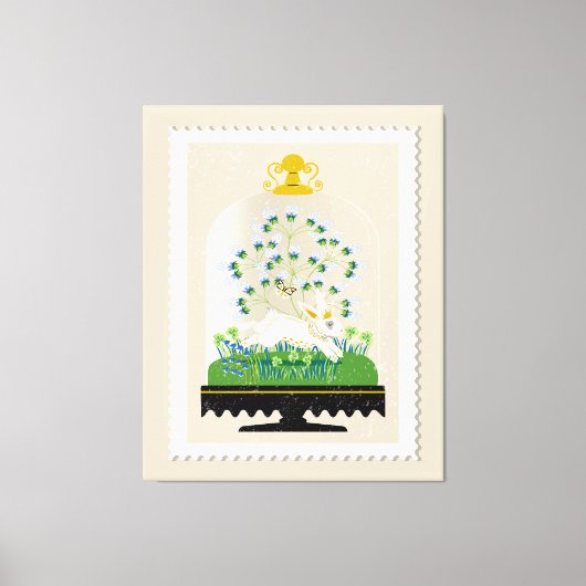 ニュートラルボタニカルバニークロシェフランスのファームハウス キャンバスプリント (正面)