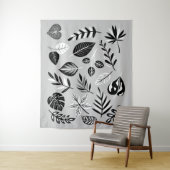 ニュートラルボタニカルブラックとホワイト離れの – グレー タペストリー (インサイチュ)