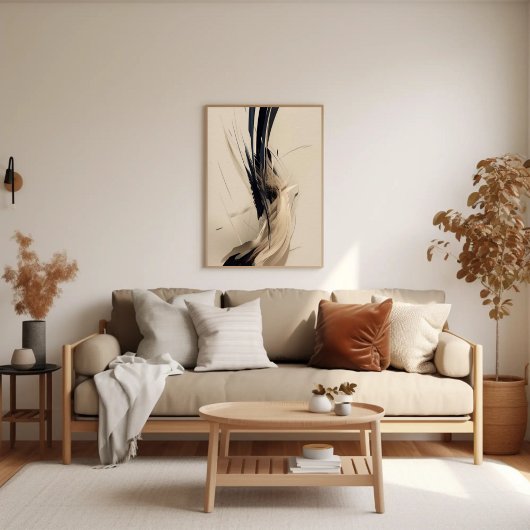 ニュートラルボタニカル抽象芸術ミニマリスト自然 ポスター