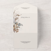 ニュートラルボヘミアンの花と羽 オールインワン招待状 (外側)