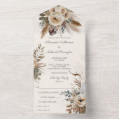 ニュートラルボヘミアンの花と羽 オールインワン招待状 (内側)