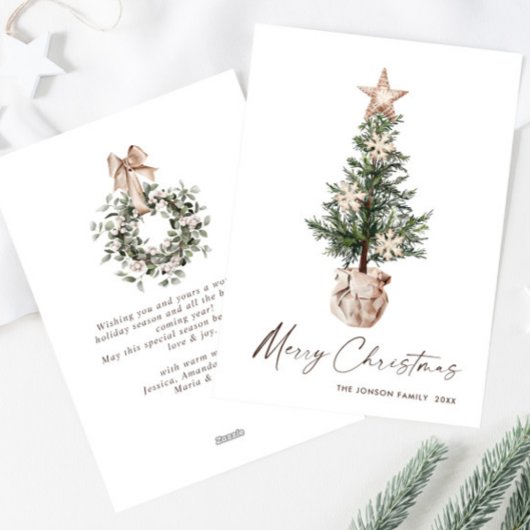 ニュートラルボヘミアンクリスマスパインツリーグリーティング シーズンカード