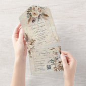 ニュートラルボヘミアンスタイル花QRコード オールインワン招待状 (貼ってはがせる)