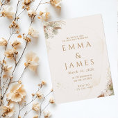 ニュートラルボヘミアンフローラエレガントウェディング招待状 招待状