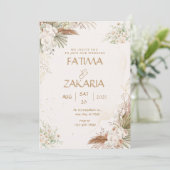 ニュートラルボヘミアンフローラエレガントウェディング招待状 招待状 (スタンド正面)