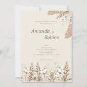 ニュートラルボホコットンフローラ結婚式招待状 招待状 (正面)