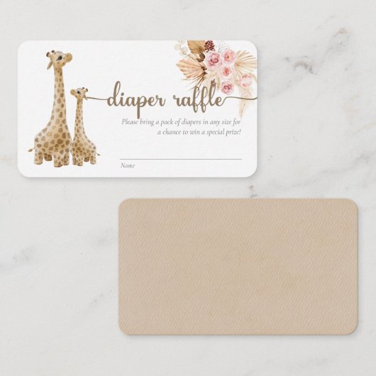 ニュートラルボホパンパスグラスギラフェおむつラッフル エンクロージャーカード (正面/裏面)