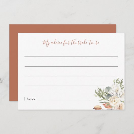 ニュートラルボホフローラブライダルシャワーアドバイスカード サンキューカード (正面/裏面)