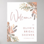 ニュートラルボホフローラブライダルシャワーウェルカムサイン ポスター (正面)
