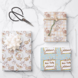 ニュートラルボホベアームーンベビーシャワー ラッピングペーパーシート