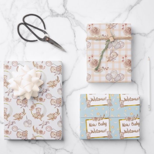 ニュートラルボホベアームーンベビーシャワー ラッピングペーパーシート (正面)