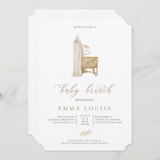 ニュートラルボホベビーブランチ招待状 招待状 (正面/裏面)