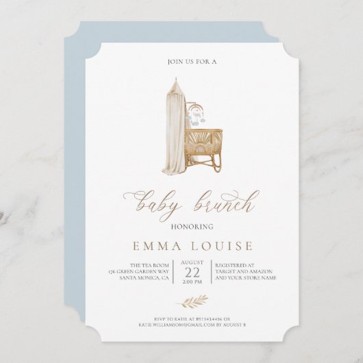 ニュートラルボホベビーブランチ招待状 招待状 (正面/裏面)