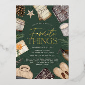 ニュートラルボホホリデーお気に入りのティーズパーティー 箔招待状 (正面)