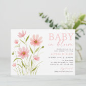 ニュートラルボホワイルドフラワーズベビーイン開花ベビーシャワー 招待状 (スタンド正面)