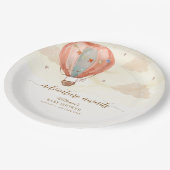 ニュートラルボホヴィンテージホットエアバルーンベビーシャワー ペーパープレート (アングル)