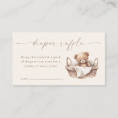 ニュートラルボホーテディベアベビーシャワーオムツラッフル エンクロージャーカード (正面)