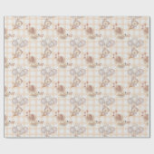 ニュートラルボホーベームムーンギンガムベビーシャワー ラッピングペーパー (フラット)