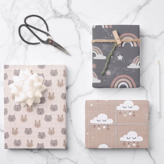 ニュートラルボホーレインボーベビー ラッピングペーパーシート (正面)