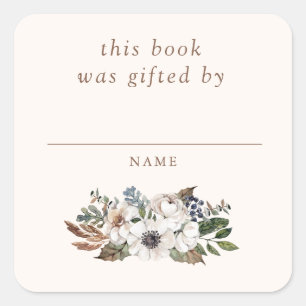 ニュートラルボホ子供部屋ベイビーシャワーの本のギフト スクエアシール