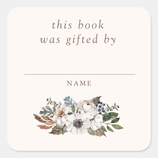 ニュートラルボホ子供部屋ベイビーシャワーの本のギフト スクエアシール (正面)