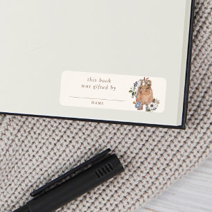 ニュートラルボホ子供部屋ベイビーシャワーの本のギフト ラベル